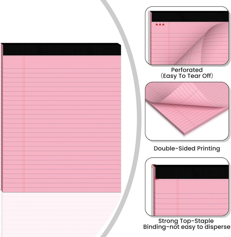 Ciphyfee 6pcs Legal Pads 8.5 x 11,Notepads 8.5 x 11 Inch, 30 Sheets/Pack, Pink Note Pads Clear Print Writing Pads of Paper, Perforate Wide Ruled Lined with Sturdy Back for Office, Business & School Supplies - Image 3